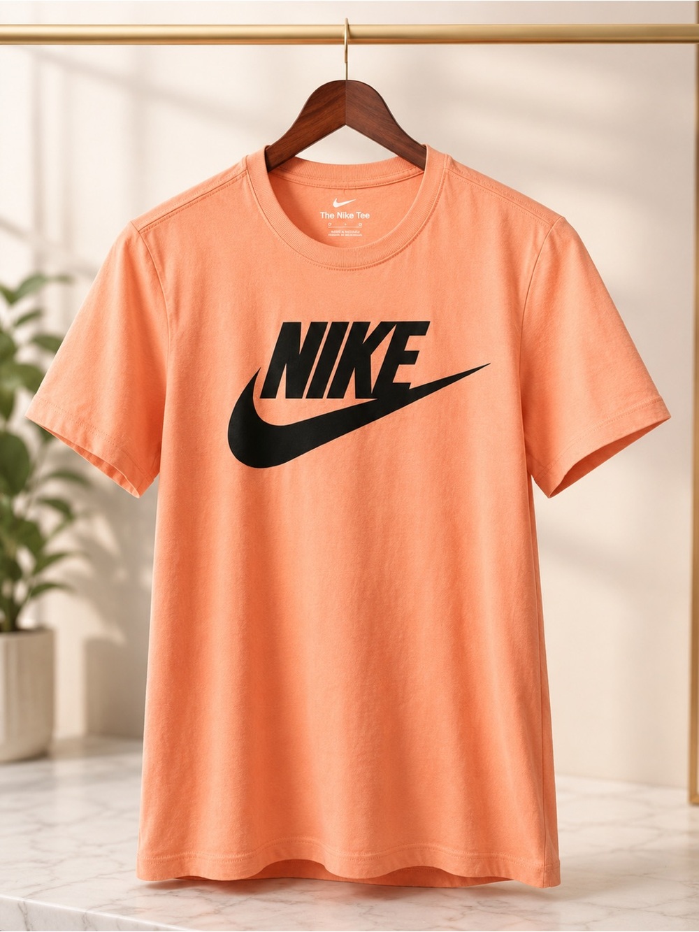 Nike Sportswear Futura Logo T-Shirt Peach Pink Size Small Cotton Tee